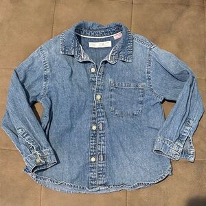 Zara Kids Light Blue Denim Button-Front Jacket